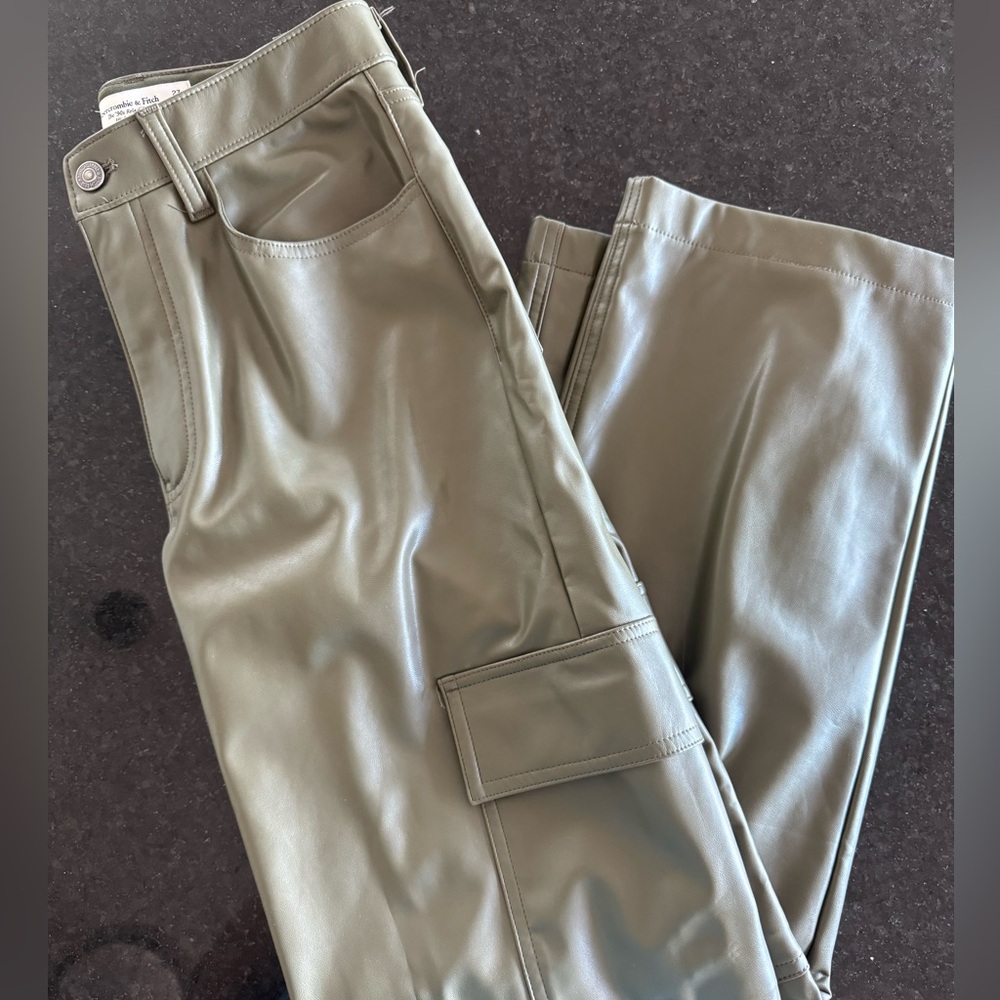 Abercrombie Leather Pants - Olive Green